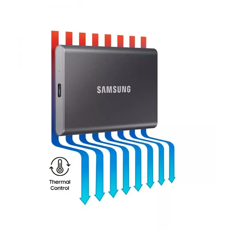 Väline SSD Samsung T7 Portable 1 TB, USB-C 3.2 Gen 2, NVMe, AES-256 riistvaraline krüpteerimine, sinine
