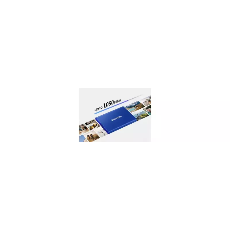 Väline SSD Samsung T7 Portable 1 TB, USB-C 3.2 Gen 2, NVMe, AES-256 riistvaraline krüpteerimine, sinine