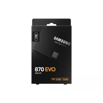 SSD 2,5-tolline Samsung 870 EVO 1000 GB — SATA III, lugemiskiirus 560 MB/s, kirjutamiskiirus 530 MB/s, must