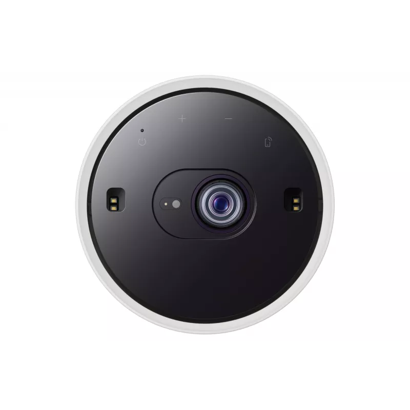 Ultra lühikese projektsioonikaugusega DLP 1080p andmeprojektor Samsung SP-LFF3CLAXXXH — 30–100 tolli (0,8–2,7 m), Wi‑Fi 5, HDR10+, HLG, 5W RMS, 1,4 kg, Valge