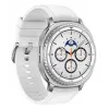 Nutikell Samsung Galaxy Watch 8 Classic 46 mm — 1,3-tolline AMOLED, 438×438, 64 GB, Wi‑Fi, GPS, hõbedane korpus, valge rihm
