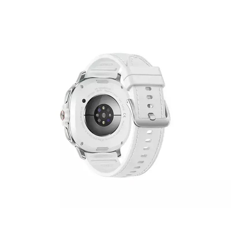 Nutikell Samsung Galaxy Watch 8 Classic 46 mm — 1,3-tolline AMOLED, 438×438, 64 GB, Wi‑Fi, GPS, hõbedane korpus, valge rihm