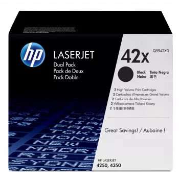 HP 42X 2-pakend kõrge tootlikkusega mustad originaalsed LaserJet toonerikassetid