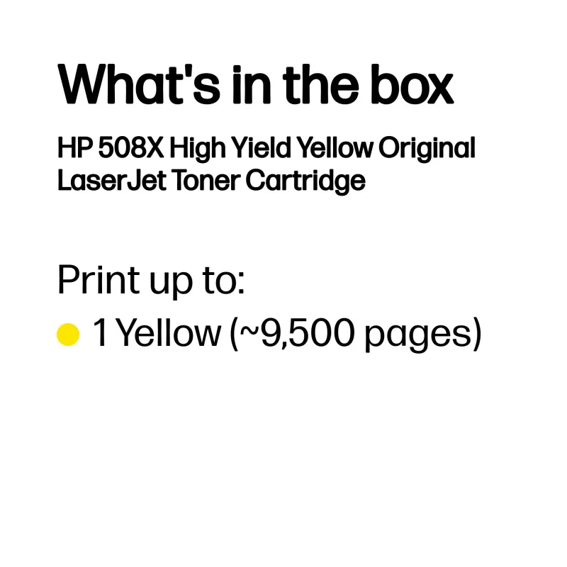 HP 508X suure saagikusega kollane originaal LaserJet toonerikassett, 9500 lehekülge, kollane, 1 tk