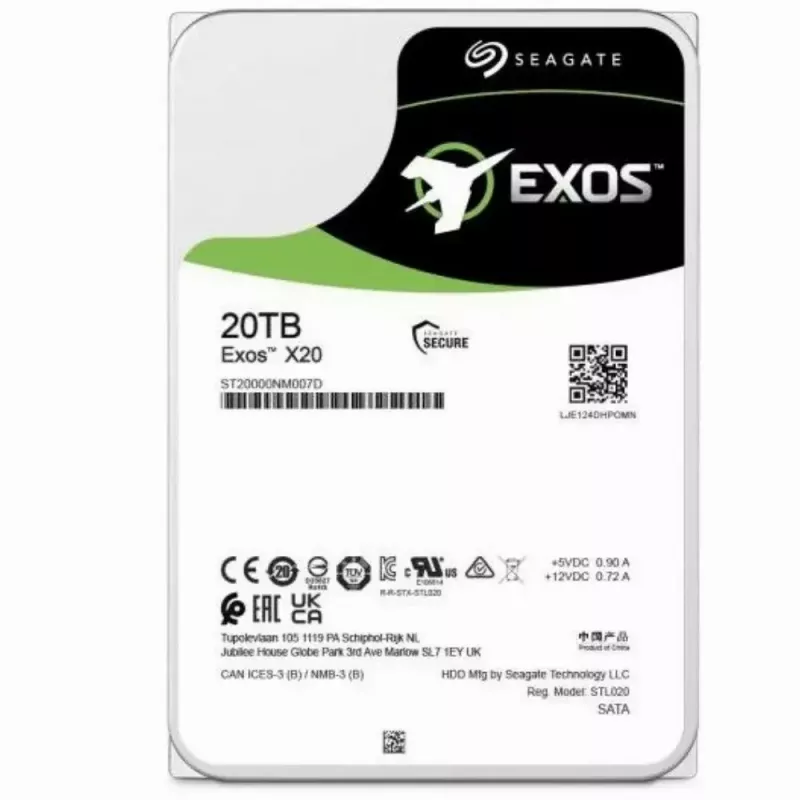Seagate Enterprise Exos X20 sisemine kõvaketas 20 TB 7200 RPM 3.5 tolli Serial ATA III