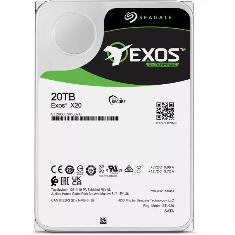 Seagate Enterprise Exos X20 sisemine kõvaketas 20 TB 7200 RPM 3.5 tolli Serial ATA III