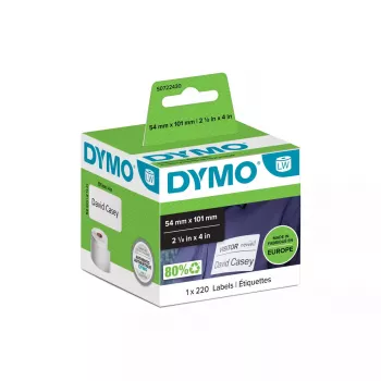 DYMO Authentic LabelWriter suured saatekleepsud/nimesildid | 54 mm x 101 mm | isekleepuvad | rullis 220 kergesti eemaldatavat silti | LabelWriteri sildimasinatele | valmistatud Euroopas