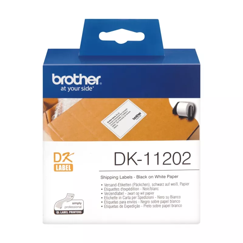 Saatmise sildid Brother DK11202 must valgel 62 mm