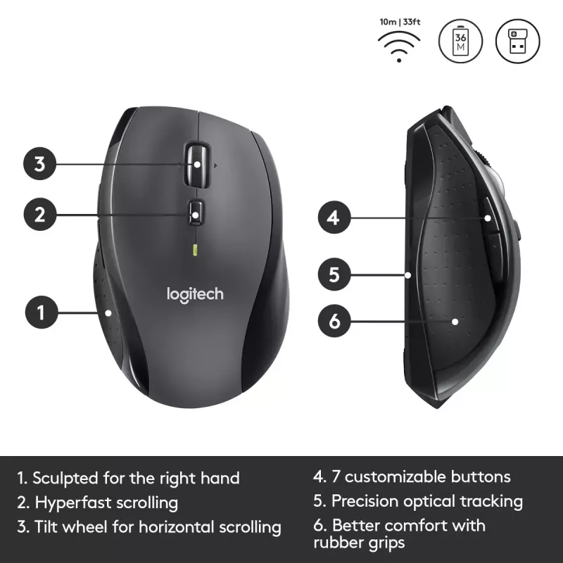 Hiir Logitech Marathon M705 RF Wireless
