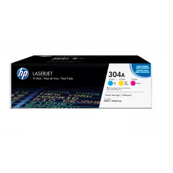 HP 304A 3-pakk Cyan/Magenta/Yellow originaalsed LaserJet toonerikassetid
