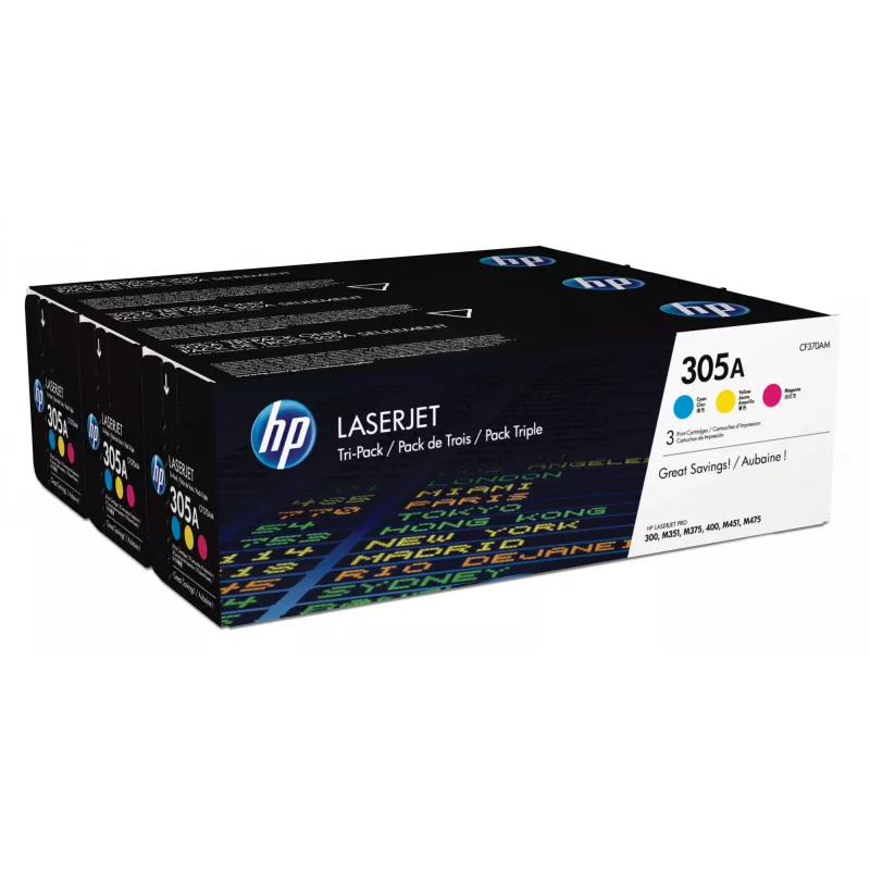 HP 305A 3-pakk Cyan/Magenta/Kollane originaal LaserJet toonerikassetid