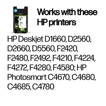 HP 300 2-pakk Must/Kolmevärviline originaalprinterikassett, must, tsüaan, magenta, kollane, pigmendipõhine tint, värvipõhine tint, 2 tk, 200 lehte, 165 lehte