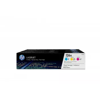 HP 126A 3-pakk Cyan/Magenta/Kollane originaal LaserJet toonerikassetid