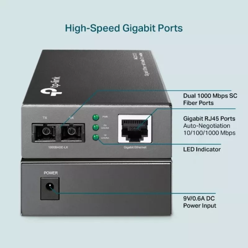 Meediamuundur TP-Link MC210CS, Gigabit, 1000 Mbit/s, SC-pistik