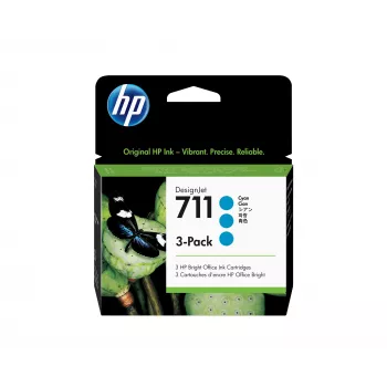 HP 711 3-pack 29-ml tsüaan DesignJet tindikassetid, HP DesignJet T100, T120, T125, T130, T520, T525, T530 printerisarjad, termiline tindiprint, tsüaan, Singapur, Malaisia, 114,8 mm, 45 mm