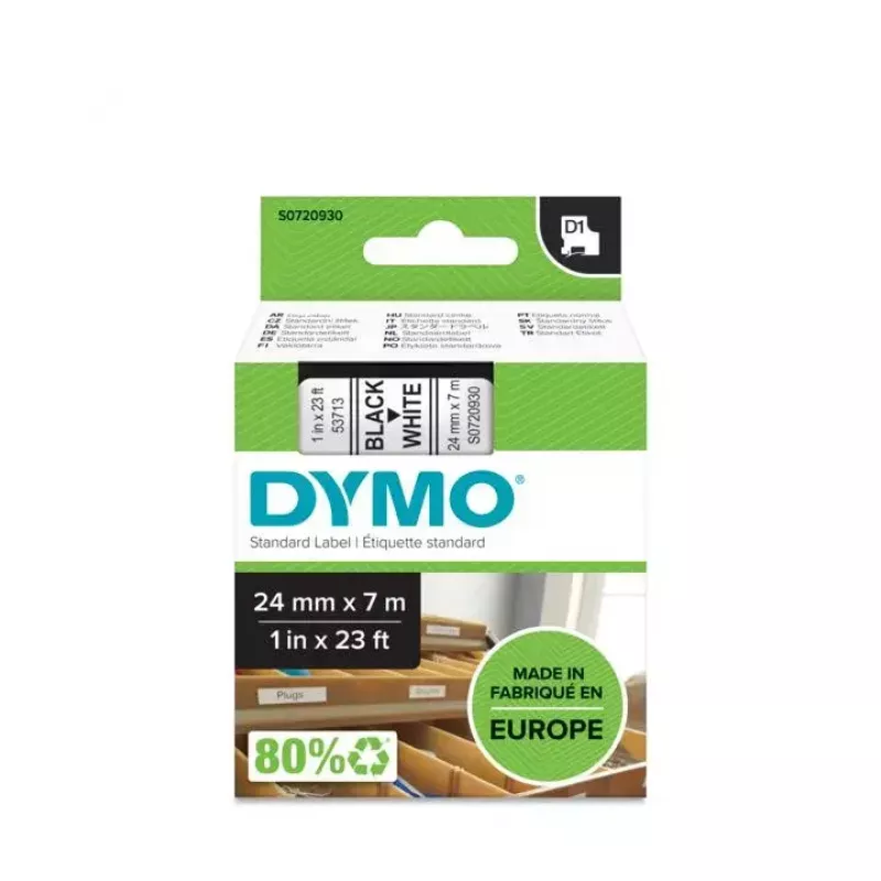 DYMO autentsed D1 sildid | Must trükk valgel | 24 mm x 7 m | Isekleepuvad sildid LabelManager siltprinteritele