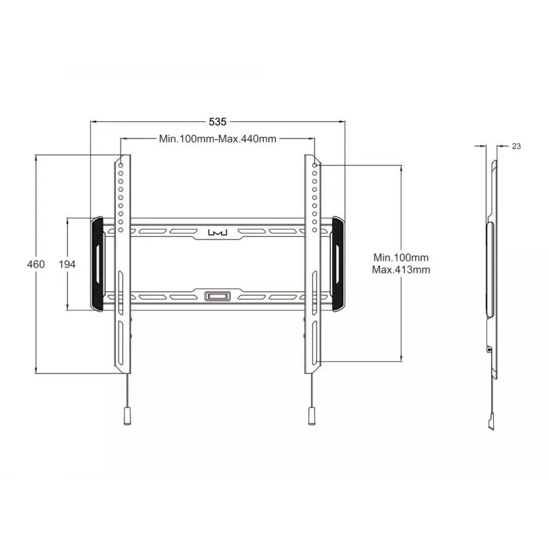 Multibrackets M Universal seinale kinnitatav fikseeritud keskmine must