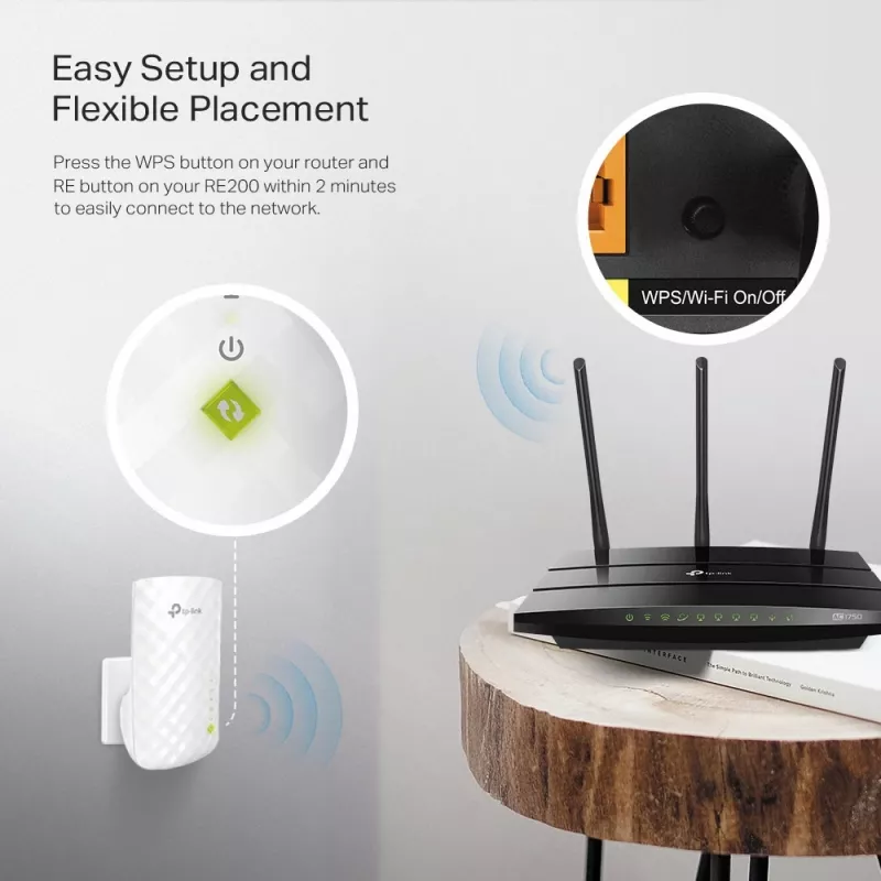 TP-Link RE200 võrgupikendaja võrgukordaja Valge 10, 100 Mbit/s