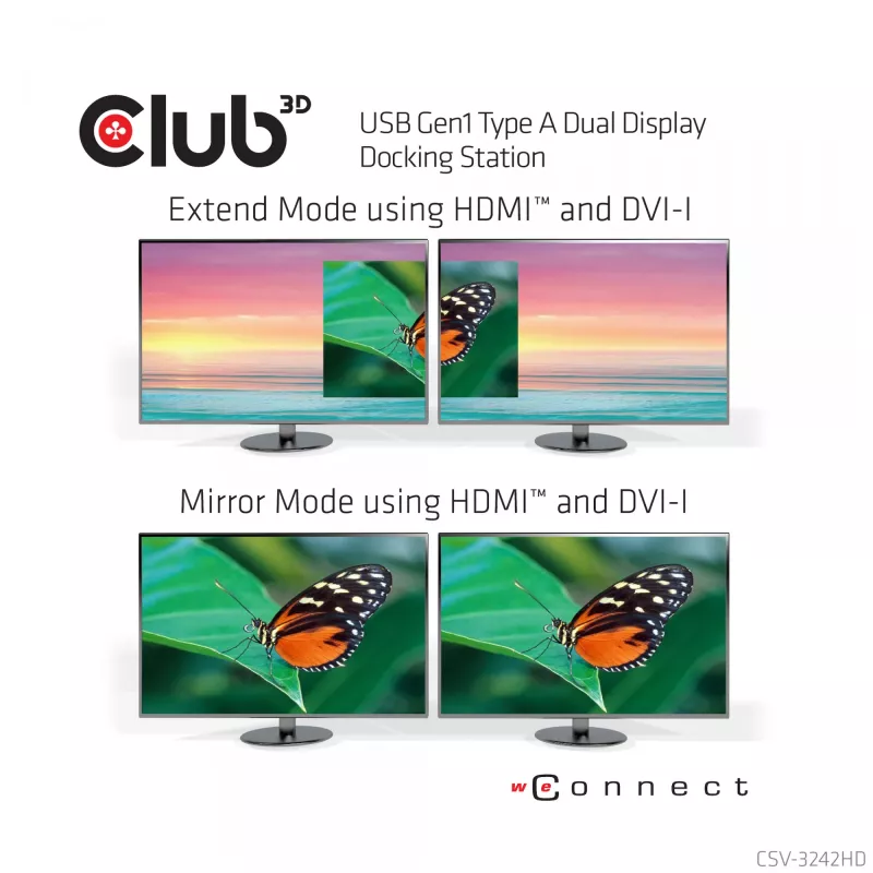 CLUB3D USB Gen1 Type A Dual Display (HDMI ja DVI) DisplayLink™ dokkimisjaam