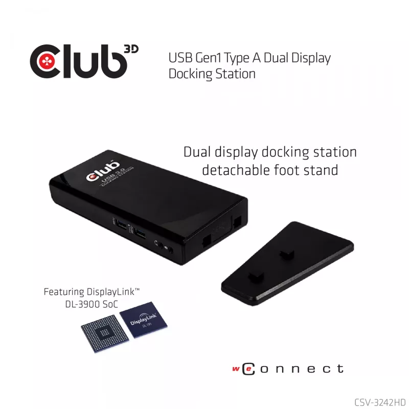 CLUB3D USB Gen1 Type A Dual Display (HDMI ja DVI) DisplayLink™ dokkimisjaam