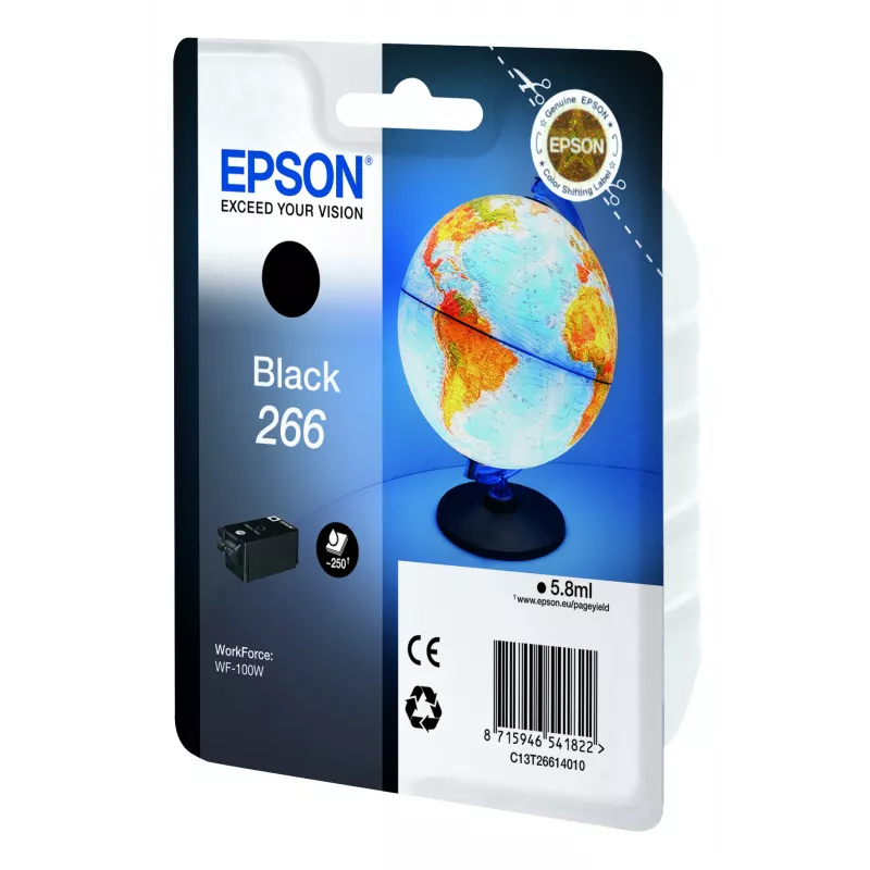 Epsoni Globe must tindikassett üksikpakendis 266, Must, Pigmenttint, 5,8 ml, 1 tk, 250 lehekülge