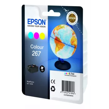 Epson Globe üksikpakendis värviline 267 tindikassett, tsüaan, magenta, kollane, pigmenttint, 6.7 ml, 1 tk, 200 lehekülge