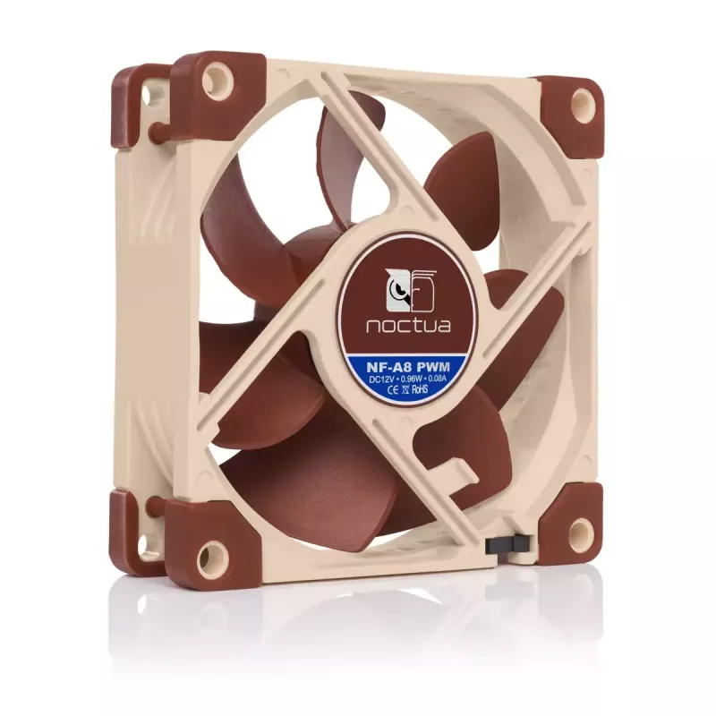 Korpuse ventilaator Noctua NF-A8 PWM — 80 mm, 12 V, 450–2200 p/min, 55,5 m³/h, 17,7 dB, MTBF 150 000 h