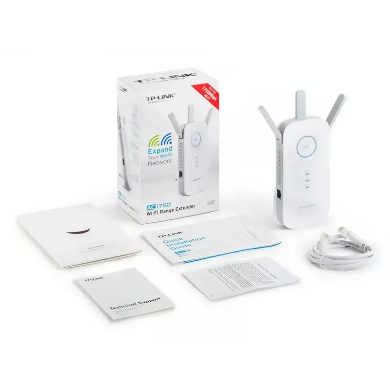 TP-LINK RE450 võimendi 802.11ac, 2,4 GHz/5 GHz, 450+1300 Mbit/s, 10/100/1000 Mbit/s, Ethernet LAN (RJ-45) pordid 1, antenni tüüp 3x väline