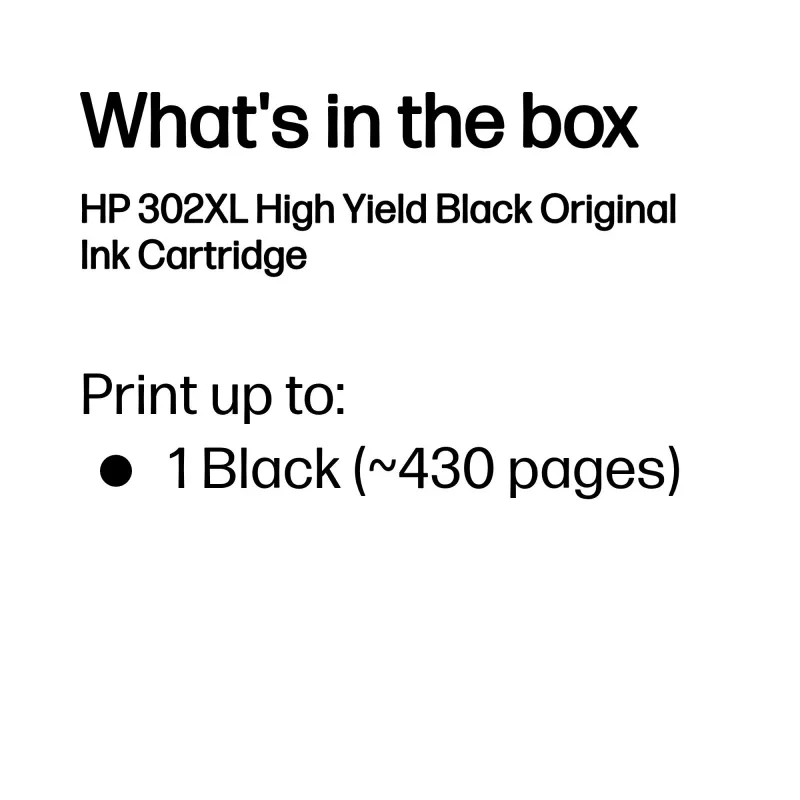 HP 302XL suure tootlikkusega must originaalne tindikassett, must, 1 tk, 430 lehekülge