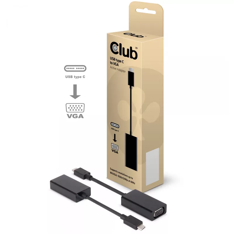 USB 3.1 Type C to VGA aktiivne adapter CLUB3D CAC-1502