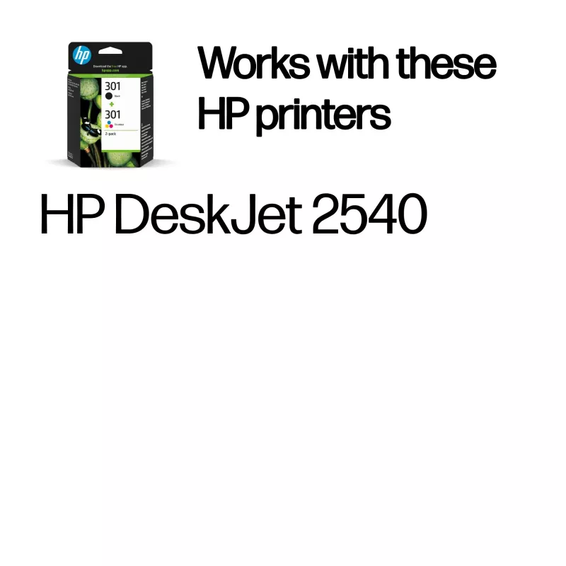 HP 301 2-pakk Must/Kolmevärviline originaalprinterikassett, must, tsüaan, magenta, kollane, pigmendipõhine tint, 2 tk, 170 lehekülge