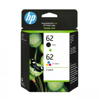 HP 62 2 tk musta/kolmevärvilised originaalsed tindikassetid, must, tsüaan, magenta, kollane, pigmendipõhine tint, 2 tk, 200 lehekülge