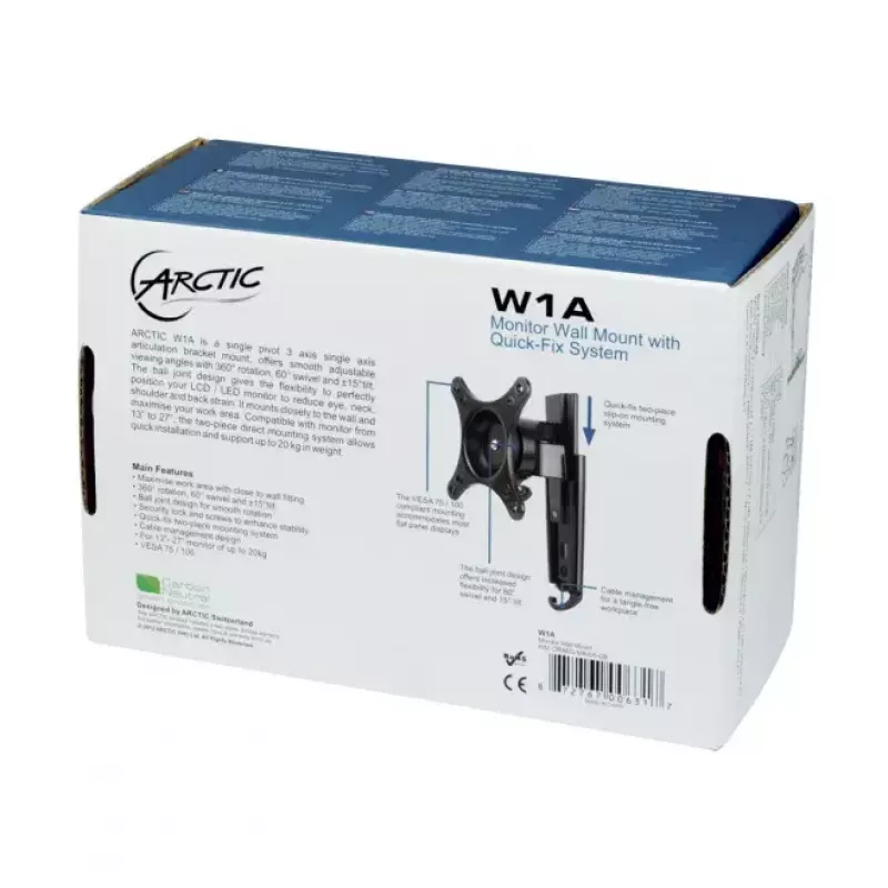 ARCTIC W1A - Monitori seinakinnitus