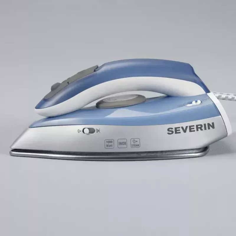 Kuiv- ja aurutriikraud SEVERIN BA 3234, 1000 W, roostevabast terasest tallaga, 0,05 L veepaak, topeltpinge, vertikaalne aur, sinine/hõbedane