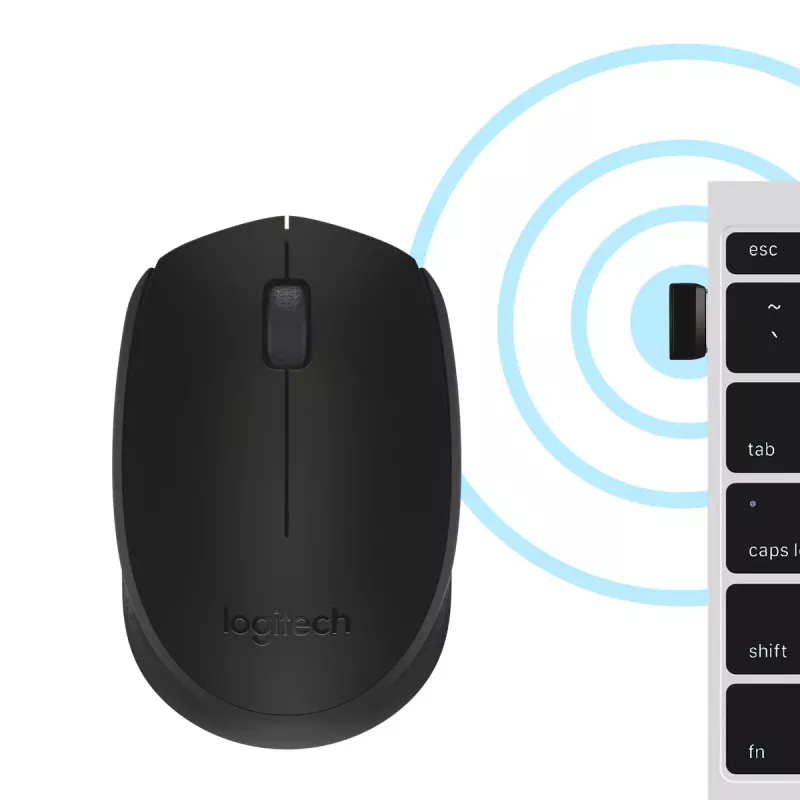 Juhtmeta optiline hiir Logitech B170 RF, kahepoolne, 3 nuppu, must, 10 m ulatus, kuni 12 kuud aku tööiga