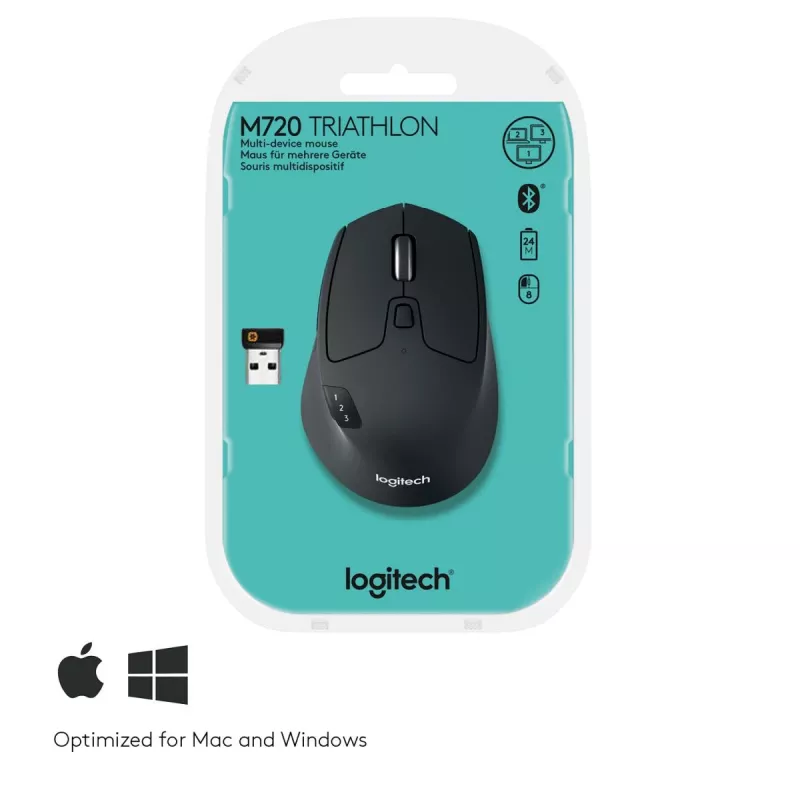 LOGITECH M720 Triathlon Multi Device Wireless Mouse - Must
