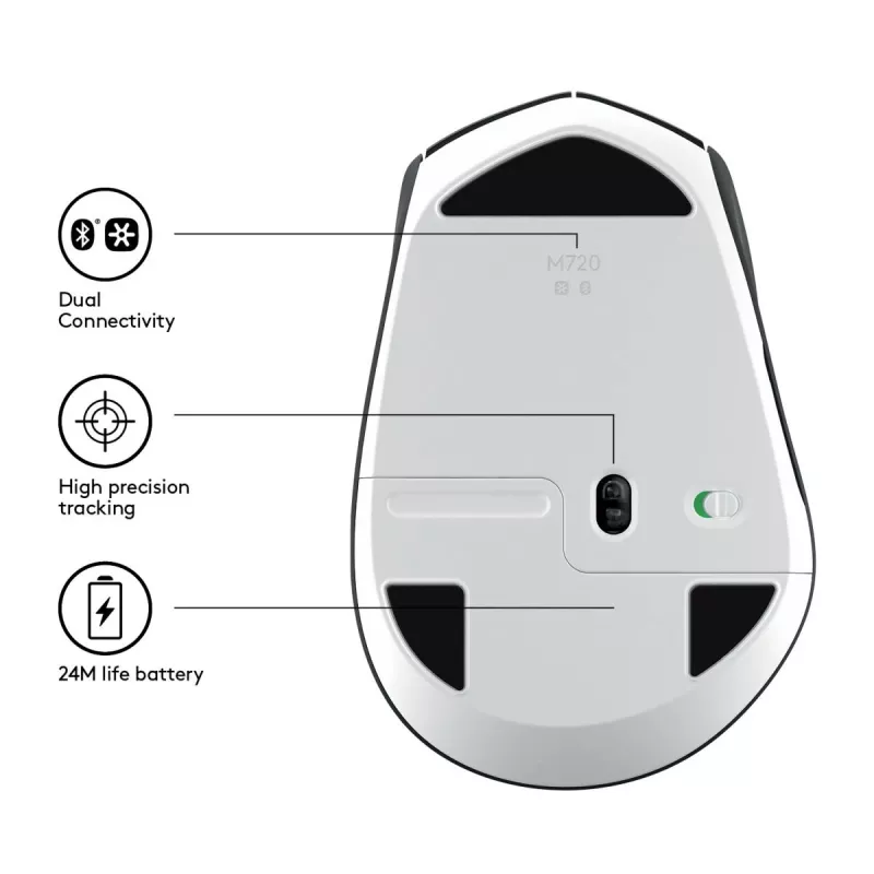 LOGITECH M720 Triathlon Multi Device Wireless Mouse - Must