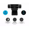 Logitech C922 1920 x 1080pikslit USB Must veebikaamera