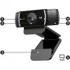Logitech C922 1920 x 1080pikslit USB Must veebikaamera