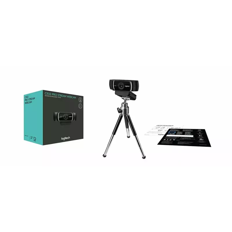 Logitech C922 1920 x 1080pikslit USB Must veebikaamera