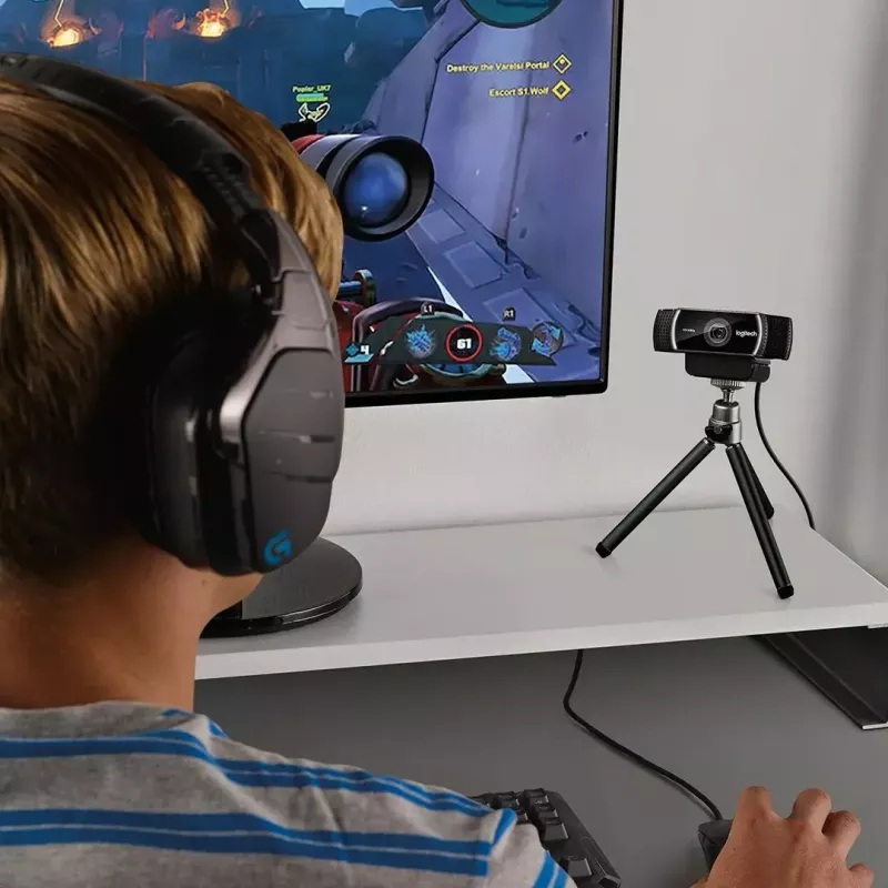 Logitech C922 1920 x 1080pikslit USB Must veebikaamera