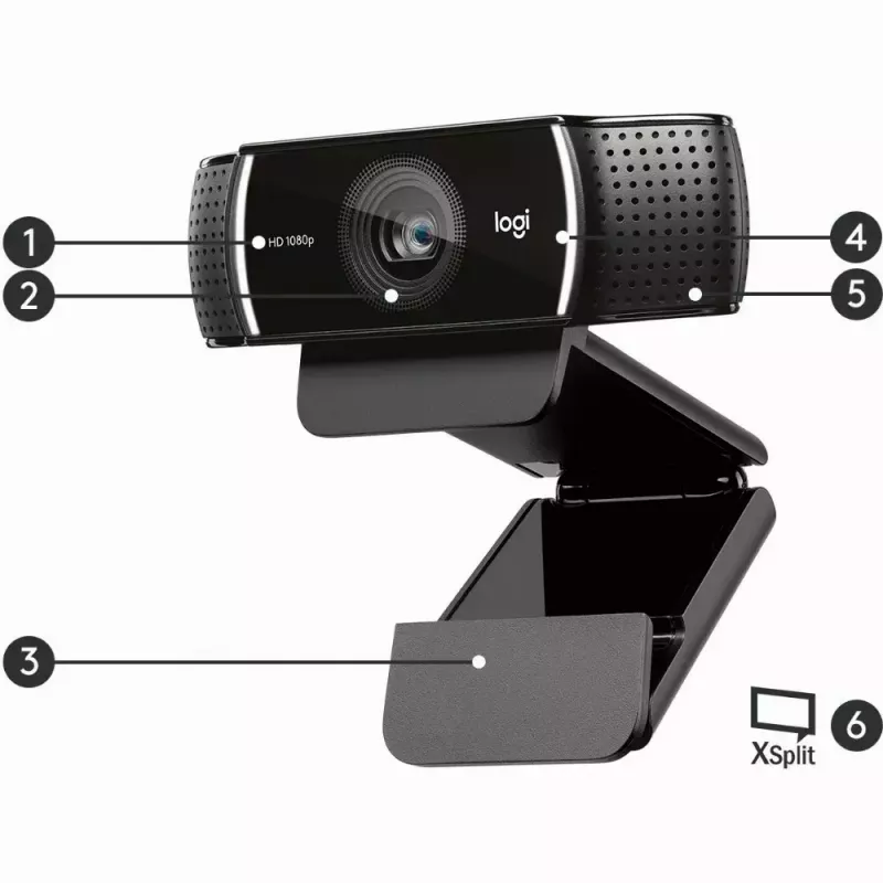 Logitech C922 1920 x 1080pikslit USB Must veebikaamera