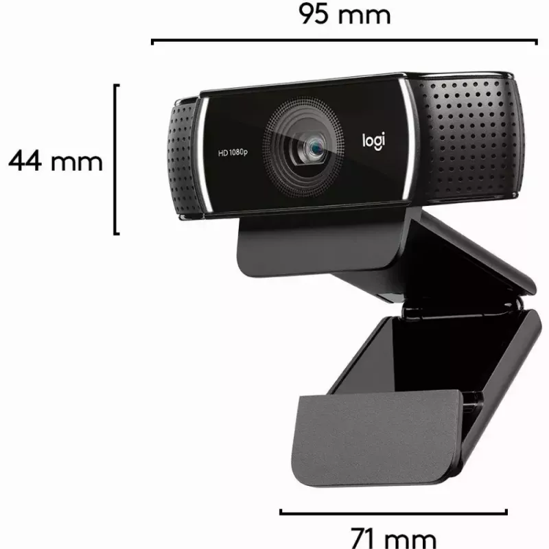 Logitech C922 1920 x 1080pikslit USB Must veebikaamera