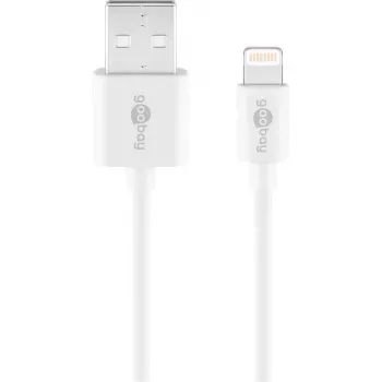 Laadimis- ja sünkroonimiskaabel GOOBAY Lightning to USB A 1 m, 5W / 1A, valge