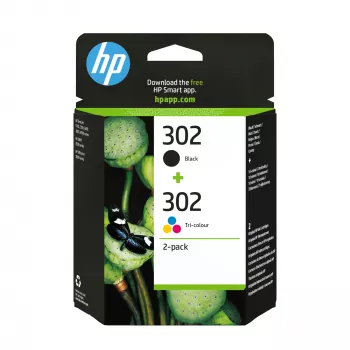 HP 302 2-pakk musta/kolmevärvilised originaalsed tindikassetid