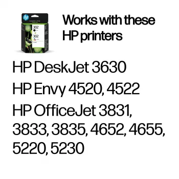 HP 302 2-pakk musta/kolmevärvilised originaalsed tindikassetid