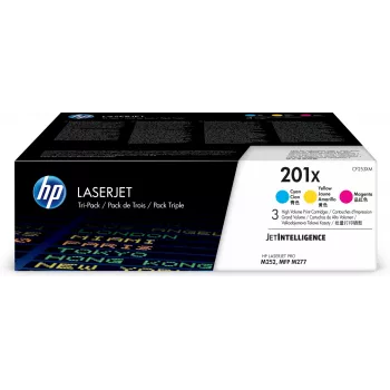 HP 201X 3-pakk kõrge saagisega tsüaan/magenta/kollane originaal LaserJet toonerikassetid