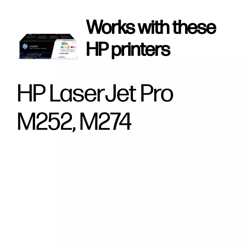 HP 201X 3-pakk kõrge saagisega tsüaan/magenta/kollane originaal LaserJet toonerikassetid