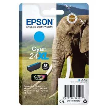 Epson Elephant üksikpakend Tsüaan 24XL Claria Photo HD tint