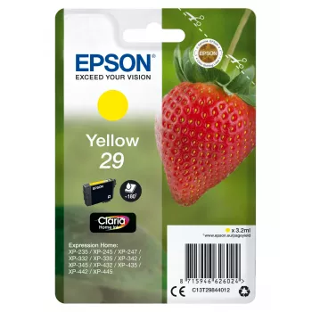 Epson Strawberry Singlepack Kollane 29 Claria Home Ink, standardtootlikkus, kollane, pigmentipõhine tint, 3.2 ml, 1 tk, 180 lehekülge